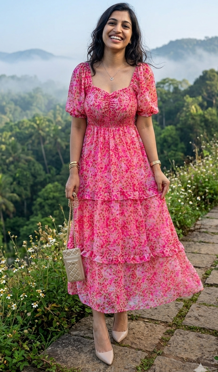 IMG_2076 Vibrant Floral Design Dress - Image 1