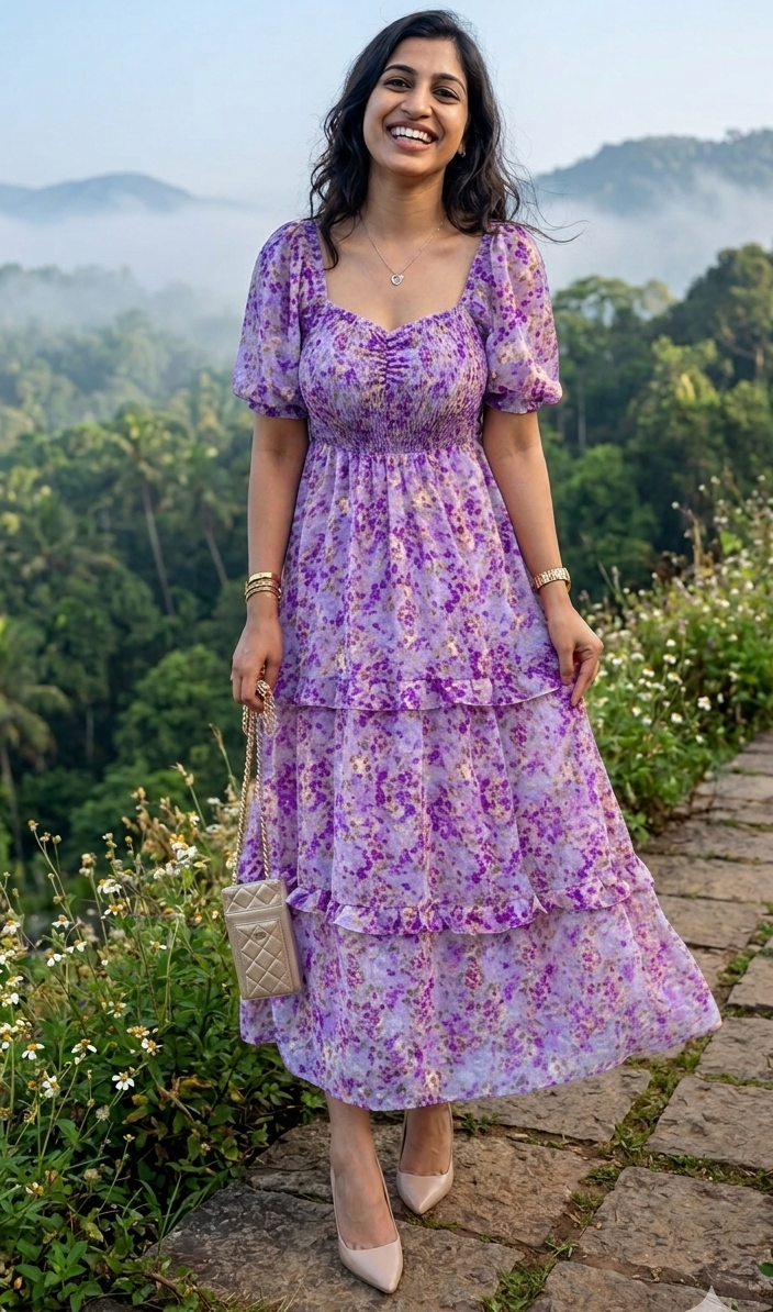 IMG_2078 Vibrant Floral Design Dress - Image 1