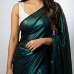 Plain lycra blend saree